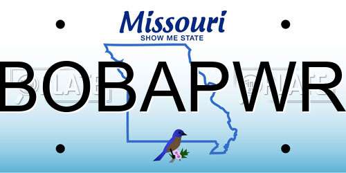 BOBAPWR Missouri License Plate
