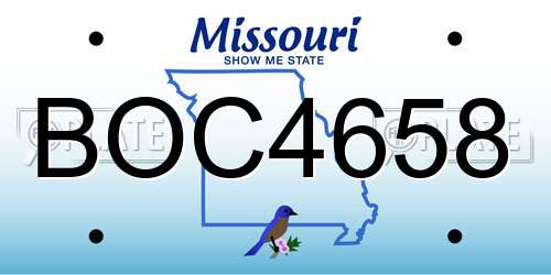 BOC4658 Missouri License Plate
