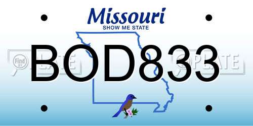 BOD833 Missouri License Plate