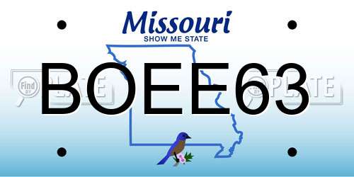BOEE63 Missouri License Plate