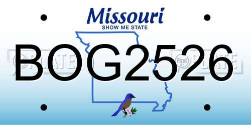 BOG2526 Missouri License Plate