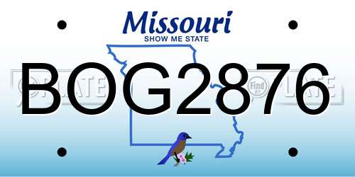 BOG2876 Missouri License Plate