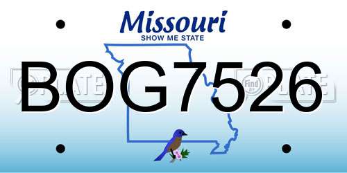 BOG7526 Missouri License Plate