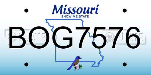 BOG7576 Missouri License Plate