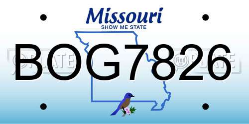 BOG7826 Missouri License Plate
