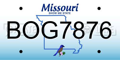 BOG7876 Missouri License Plate