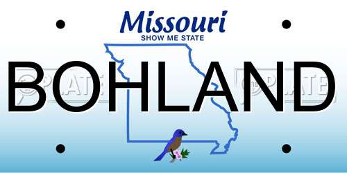 BOHLAND Missouri License Plate