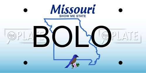 BOLO Missouri License Plate