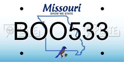 BOO533 Missouri License Plate