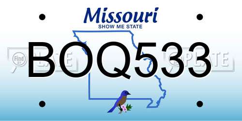 BOQ533 Missouri License Plate