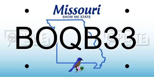 BOQB33 Missouri License Plate