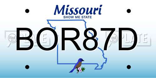 BOR87D Missouri License Plate