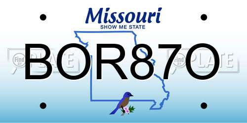 BOR87O Missouri License Plate