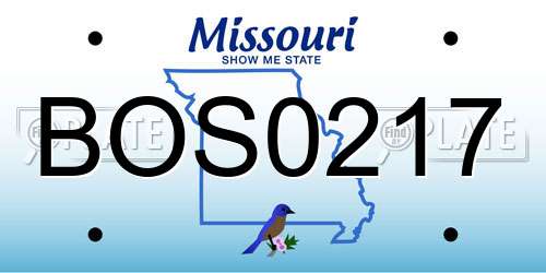 BOS0217 Missouri License Plate