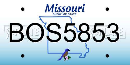 BOS5853 Missouri License Plate