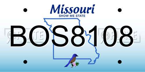 BOS8108 Missouri License Plate
