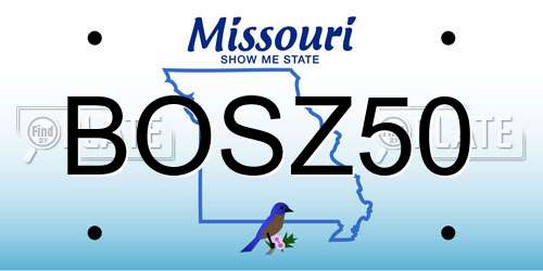 BOSZ50 Missouri License Plate