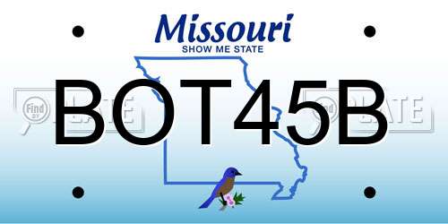 BOT45B Missouri License Plate