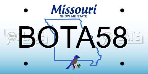 BOTA58 Missouri License Plate