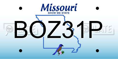 BOZ31P Missouri License Plate
