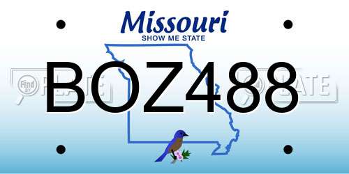 BOZ488 Missouri License Plate
