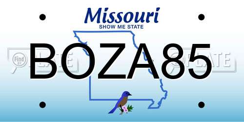BOZA85 Missouri License Plate
