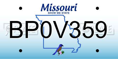 BP0V359 Missouri License Plate