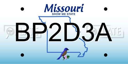 BP2D3A Missouri License Plate