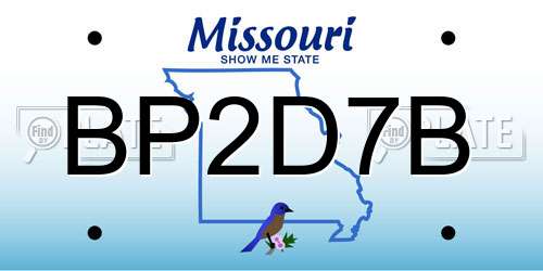 BP2D7B Missouri License Plate