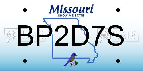 BP2D7S Missouri License Plate