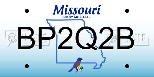 BP2Q2B Missouri License Plate