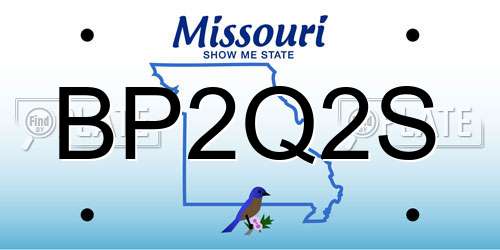BP2Q2S Missouri License Plate