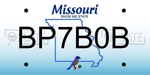 BP7B0B Missouri License Plate