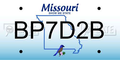 BP7D2B Missouri License Plate