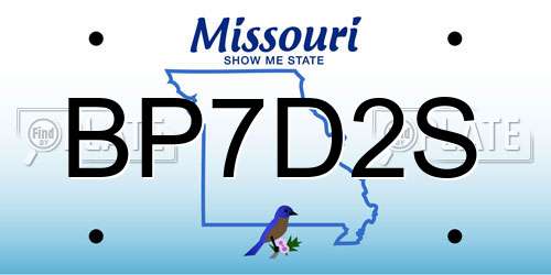 BP7D2S Missouri License Plate