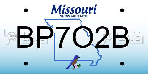 BP7O2B Missouri License Plate