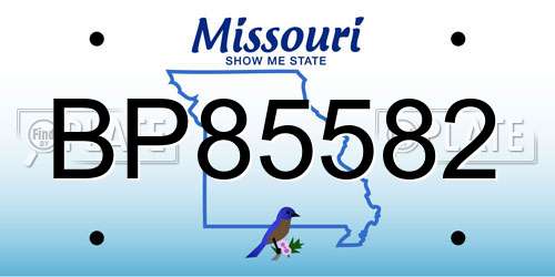 BP85582 Missouri License Plate