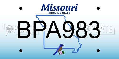 BPA983 Missouri License Plate