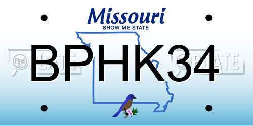BPHK34 Missouri License Plate