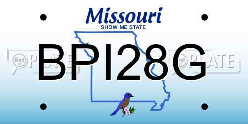 BPI28G Missouri License Plate