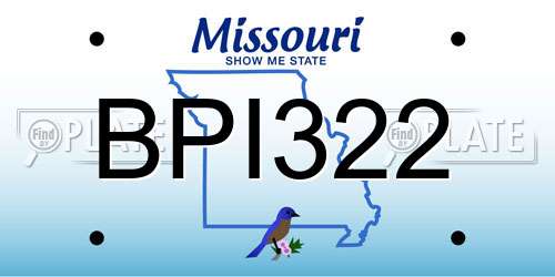 BPI322 Missouri License Plate