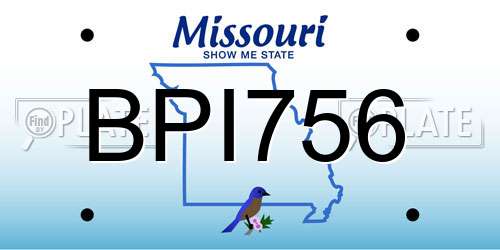 BPI756 Missouri License Plate