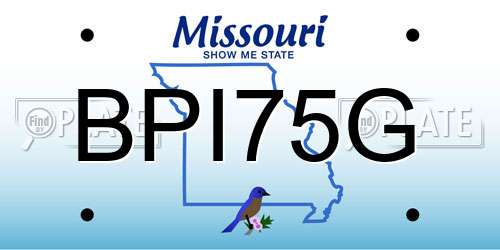 BPI75G Missouri License Plate