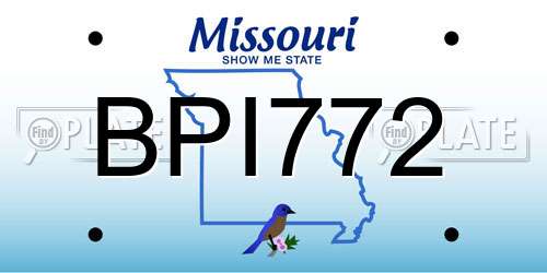 BPI772 Missouri License Plate