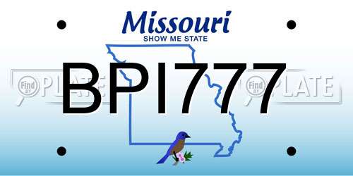 BPI777 Missouri License Plate