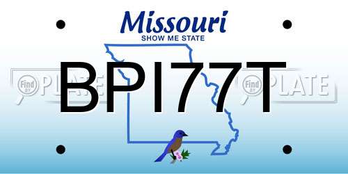 BPI77T Missouri License Plate