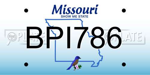 BPI786 Missouri License Plate