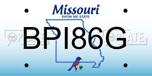 BPI86G Missouri License Plate