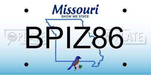 BPIZ86 Missouri License Plate