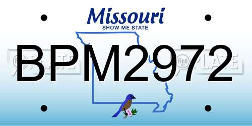 BPM2972 Missouri License Plate